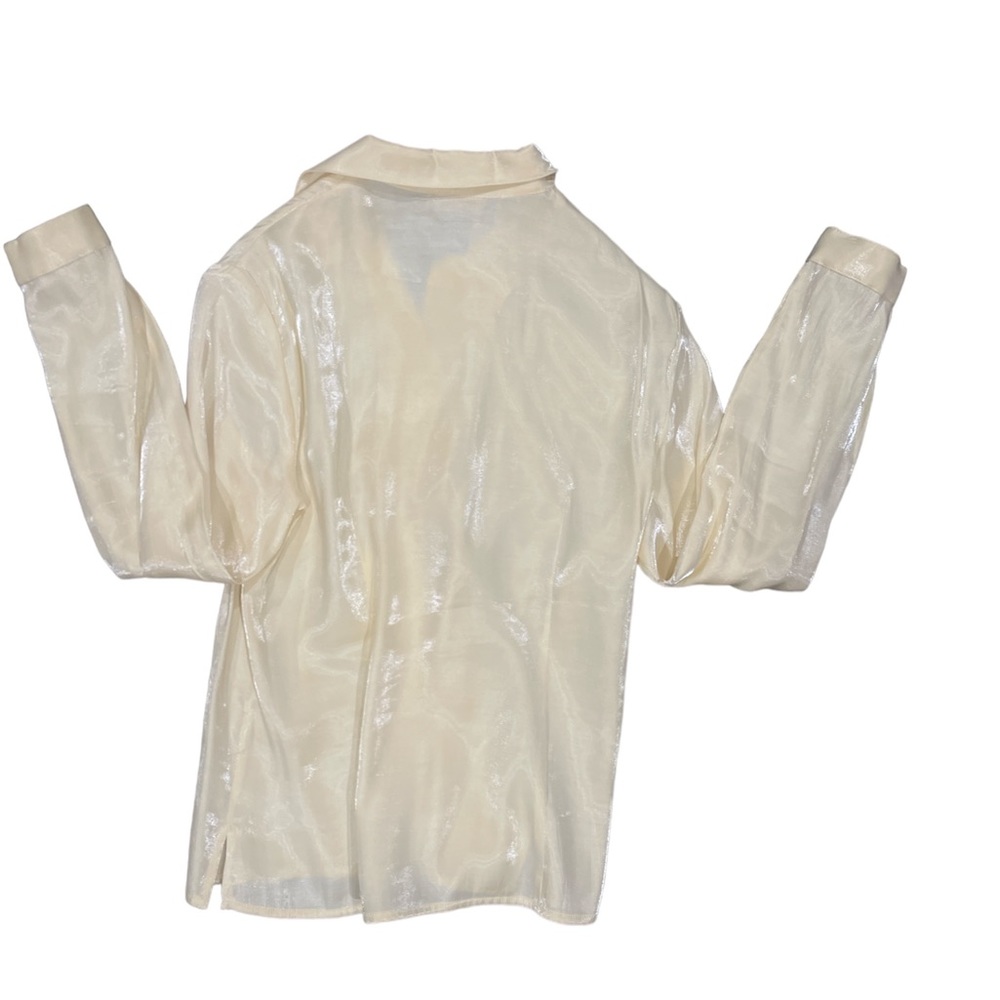 Vintage Requirements Shimmery cream blouse size 8 medium - Picture 3 of 4